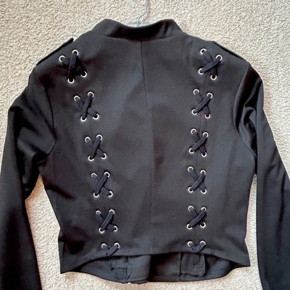 Black Fancy Moto Style Jacket. SUPER FAST SHIPPING - Picture 8 of 12